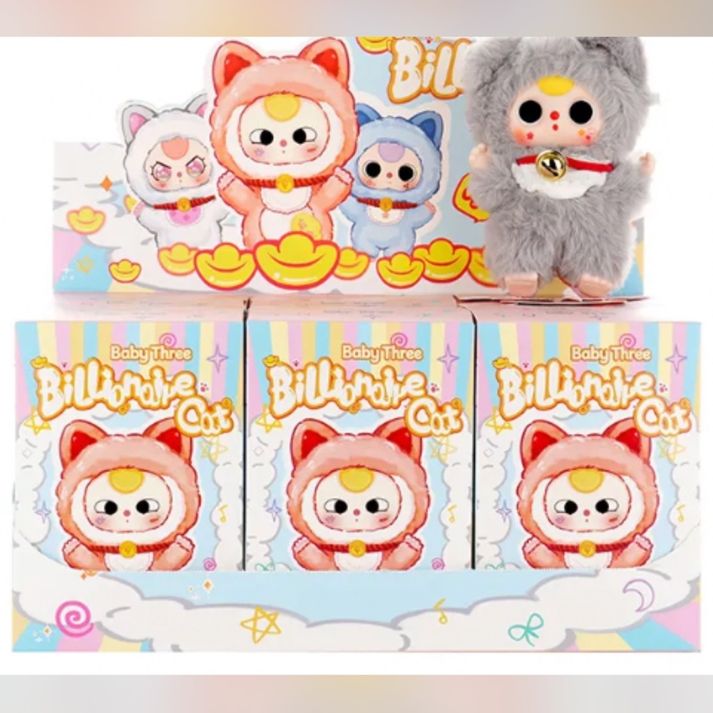 BabyThree Billwave Cat Plush Toy Set - Gray and Red